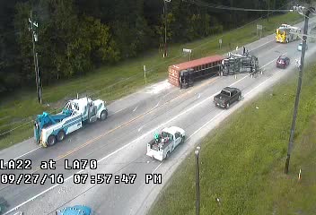 Overturned semi off I-10 causing delays on I-10 E in Ascension